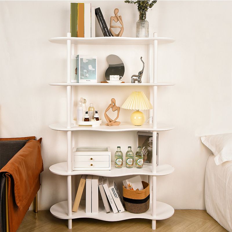 White Modern Bookcase Engineered Wood Multi Tiers Etagere Open Bookshelf for Home Office