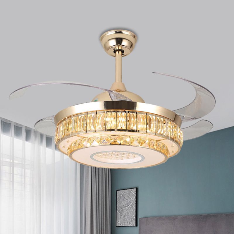 19 "W LED Parlor Plafondventilator Lamp Simplicity Gold 4-Blade semi-spoel