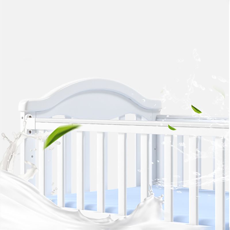 Scandinavian Baby Crib White Wood with Guardrail Nursery Crib