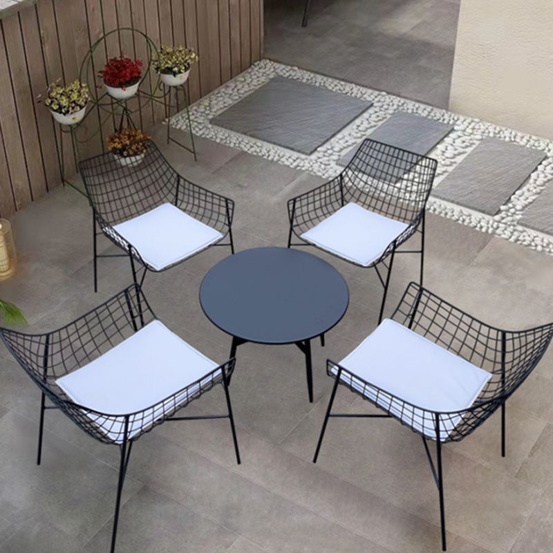 Iron Patio Dining Chair Contemporary Black/White Dining Armchair