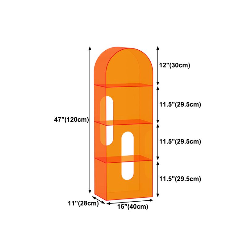 Acryl -Bücherregal Skandinavischer Stil Orange Open Back Bücherregal für Home Office Study Room