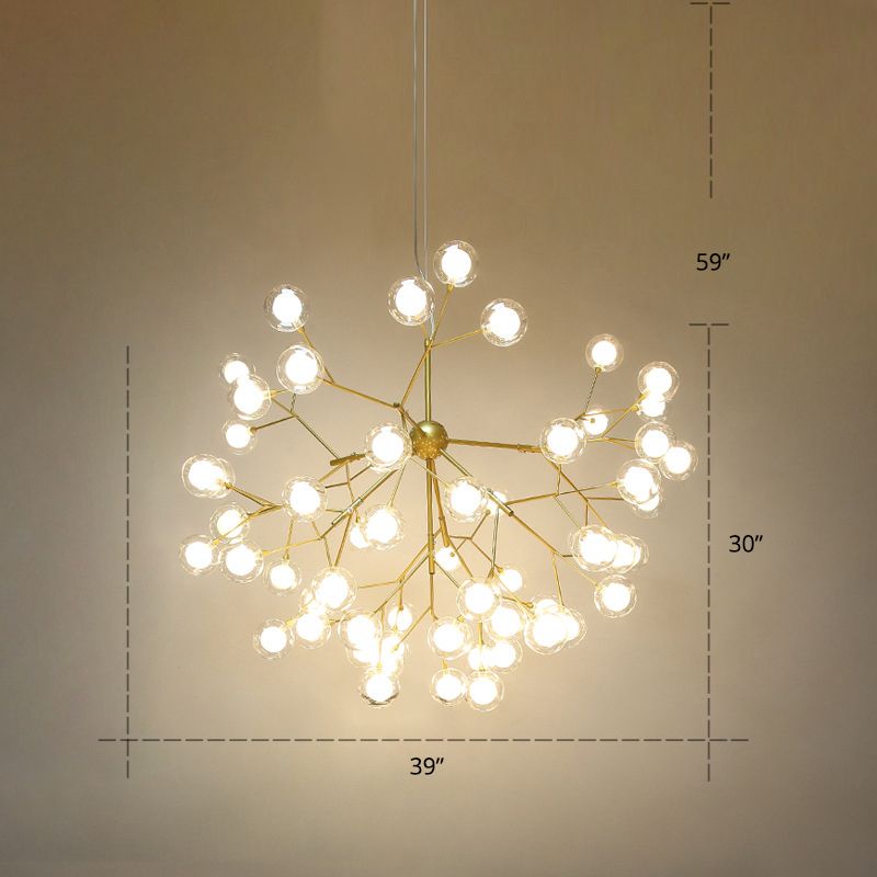 Double Glass Bubbles Chandelier Postmodern Style Firefly Pendant Lamp for Restaurant