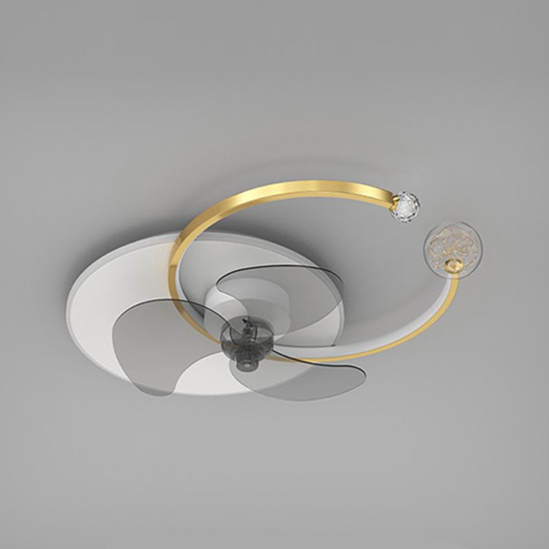 Éclairage de ventilateur de plafond de style moderne Métal 3 lumières LAVE PLADIER LAVE AVEC CRISTAL POUR CHAMBRE