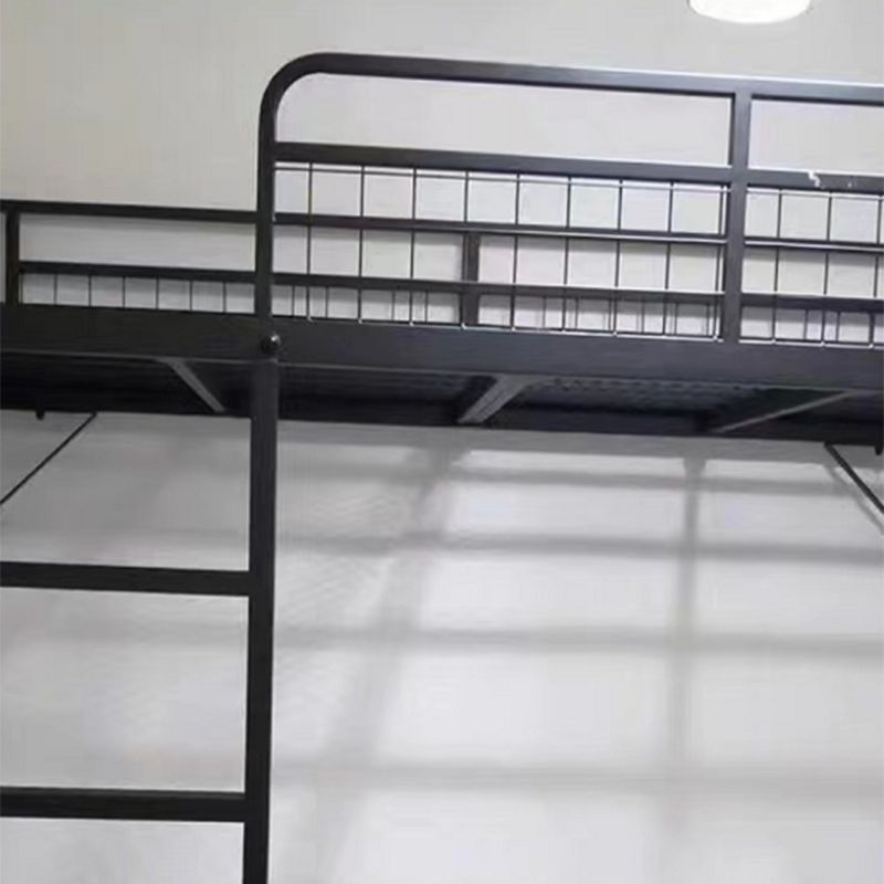 Modern High Loft Bed Guardrail Included Metal Bed Frame with Built-In Ladder