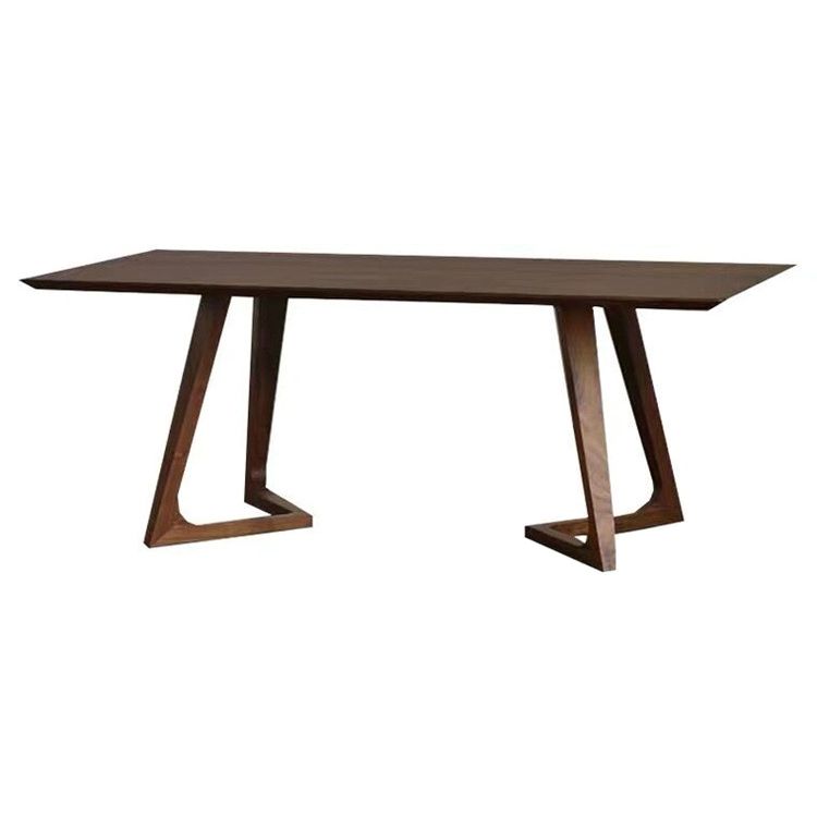 Modern Rectangle Dining Table Pine Solid Wood Table with Double Pedestal for Home Kitchen Dinner