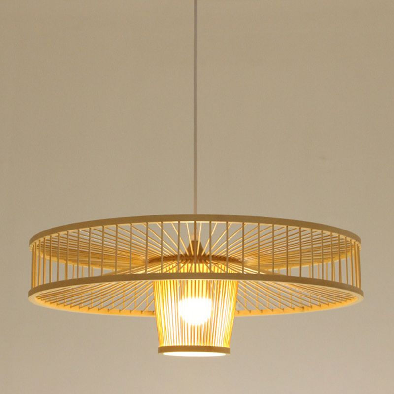 Drum Hanging Pendant Light Chinese Bamboo Pendant Light Fixtures for Living Room