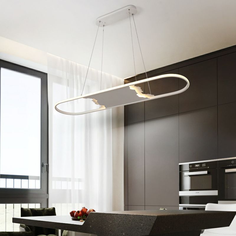 35.5"/47" Wide Oval Suspension Pendant Modern Acrylic LED Dining Room Ceiling Lighting in Warm/White/Natural Light