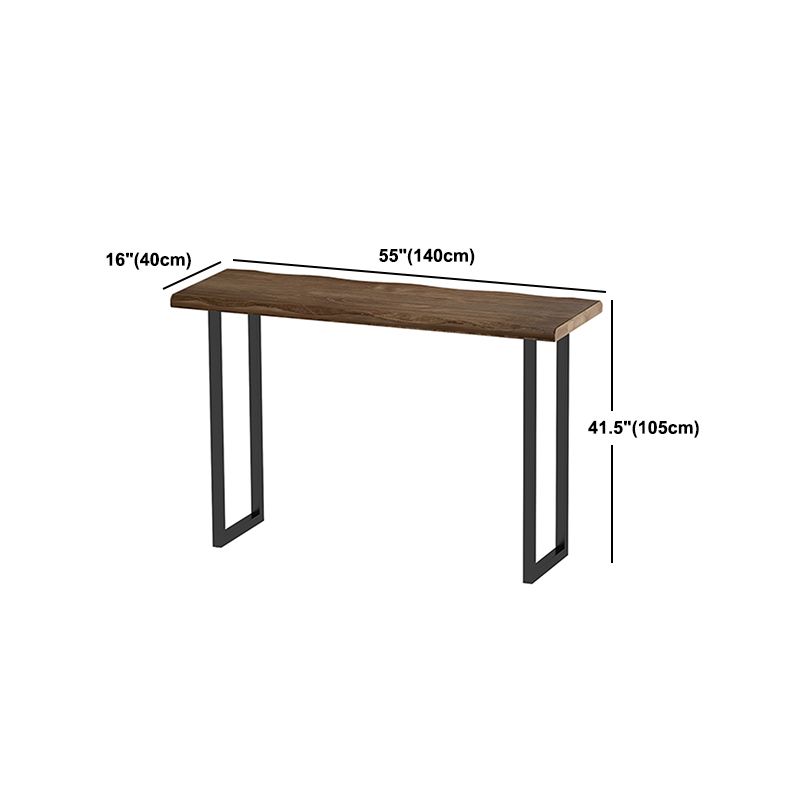 Natural and Black Bar Table Modern Sled Solid Wood Balcony Bar Dining Table