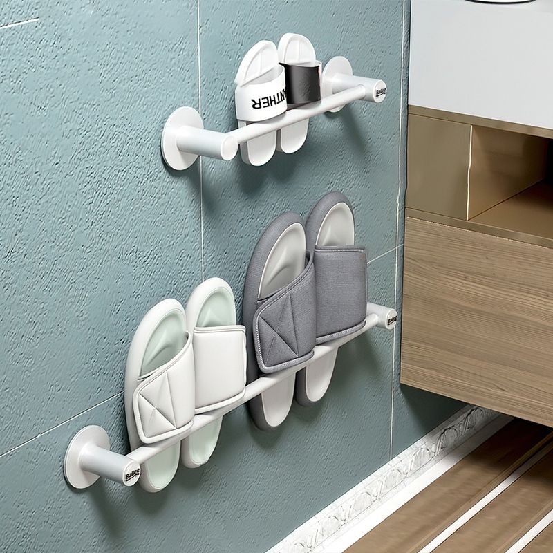 2-Piece Modern Bathroom Accessory Set Metal Slipper Rack/Towel Bar