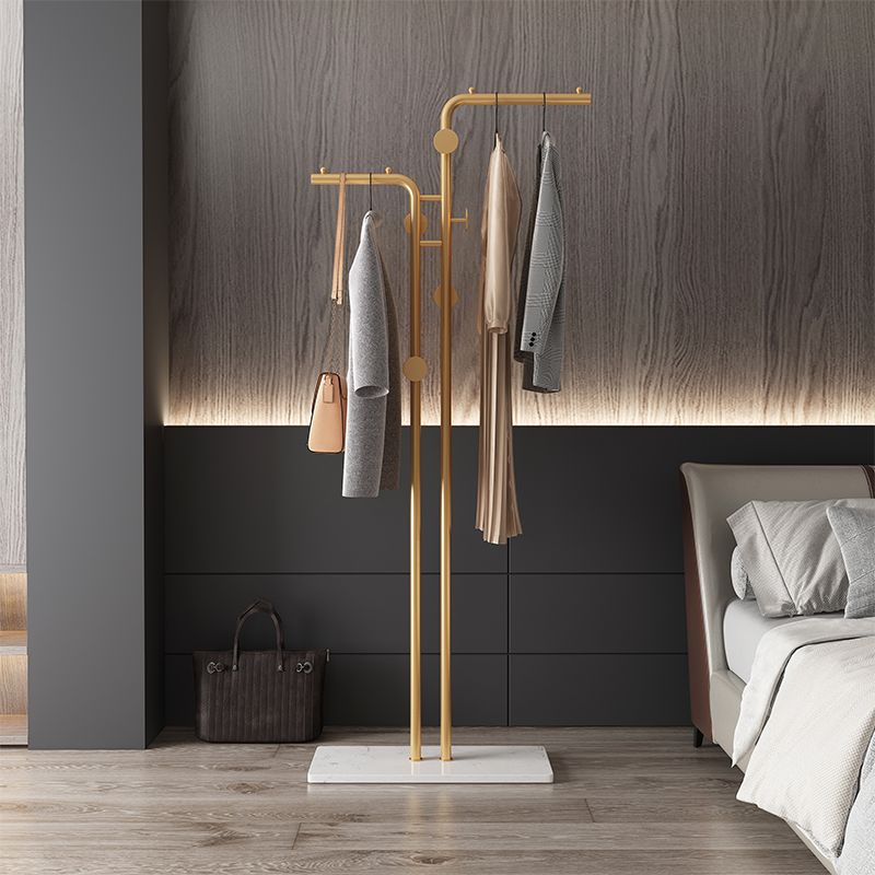 Modern Metal Coat Hanger Free Standing Coat Rack with Marble Bottom