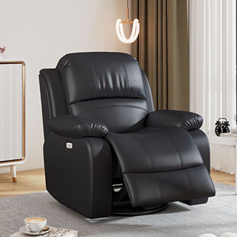 36.6" Wide Swivel Recliner Chair Faux Leather Recliner with Lumbar Support