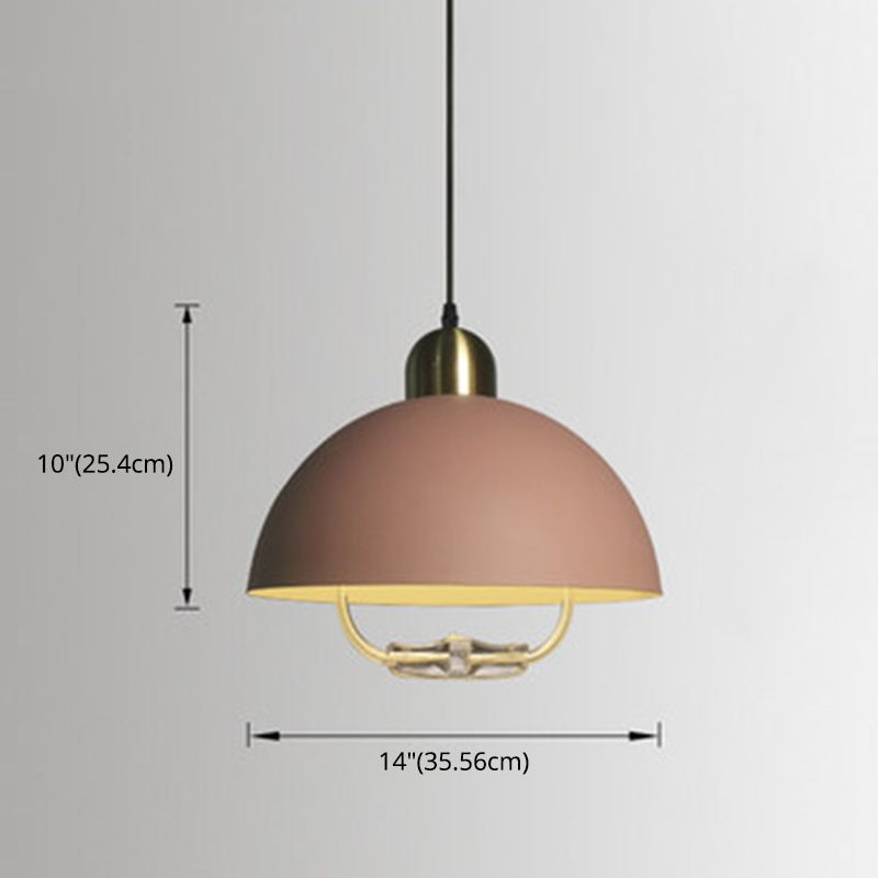 1 Light Semicircle Hanging Ceiling Lights Macaron Aluminum Hanging Light Fixtures for Restaurant