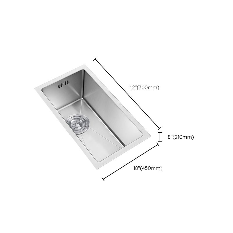 Rectangle Stainless Steel Sink Single Bowl Modern Kitchen Sink with Strainer