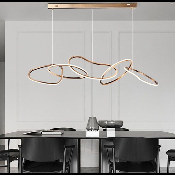 Nordic Simple suspendu plusieurs anneaux lustre pendant léger en métal plafonnier luminaire pour restaurant