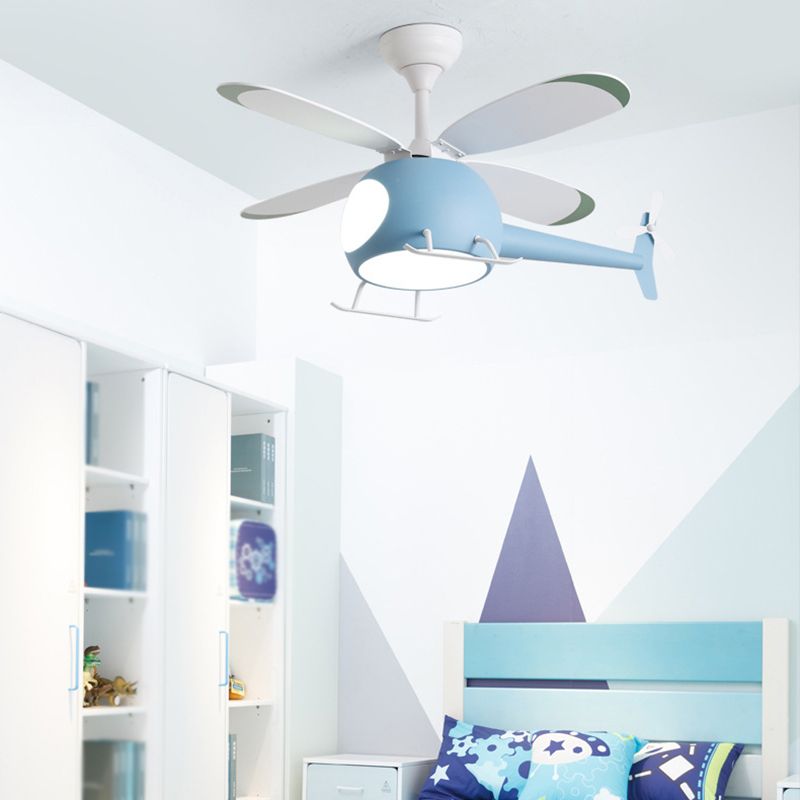 Metal Plane Ceiling Fan Light Kids Style LED Ceiling Lighting