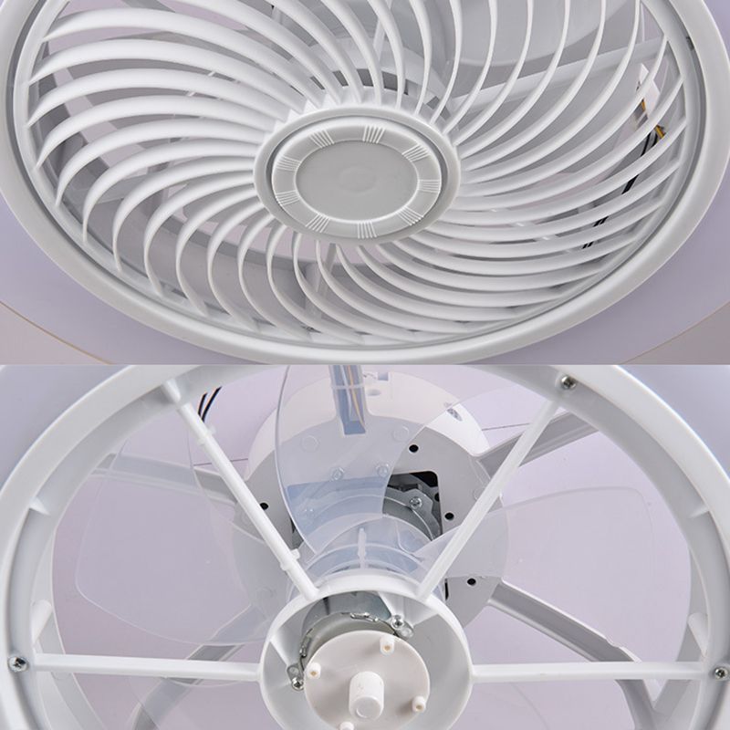 White Circular LED Ceiling Light in Modern Simplicity Wrought Iron Ceiling Fans with Acrylic Shade