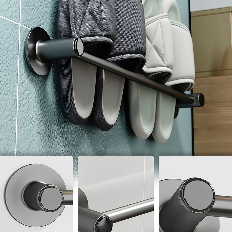 2-Piece Modern Bathroom Accessory Set Metal Slipper Rack/Towel Bar