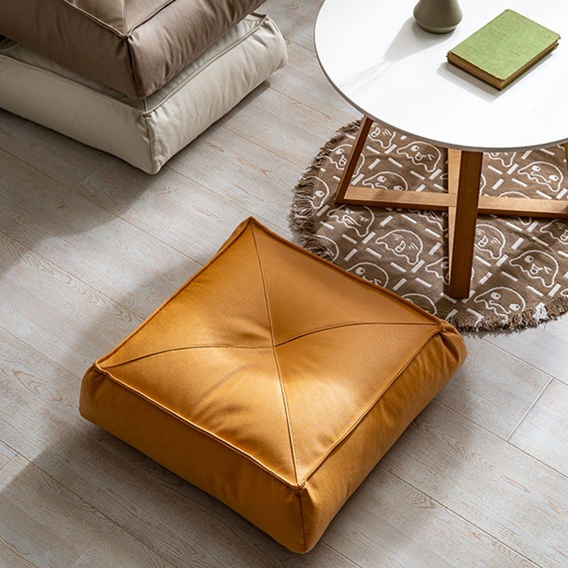 Glam Pouf Ottoman Faux Leather Stain Resistant Solid Color Square Ottoman