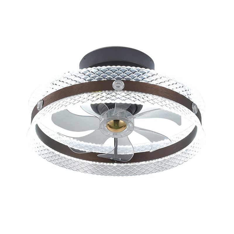 7-Blade LED Ceiling Fan Modern Metallic Black Fan with Light for Home