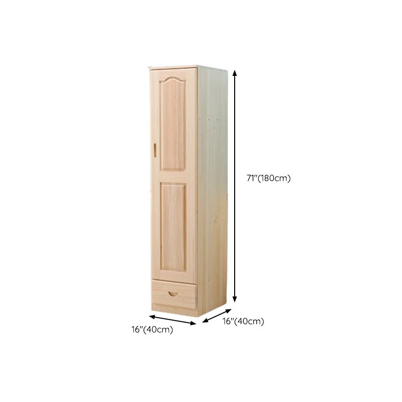 Modern Natural Coat Locker Wooden Glossy Closet with Garment Rod