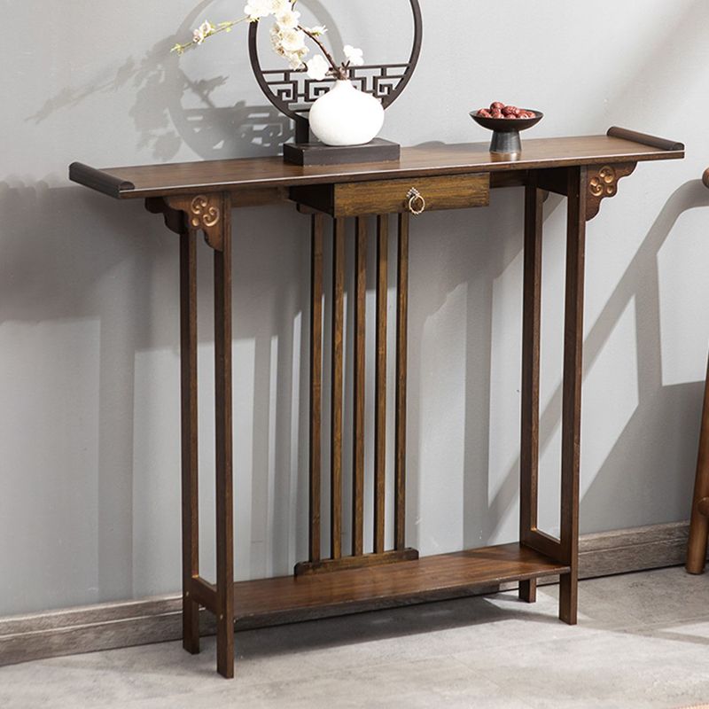 Contemporary Rectangle Console Table Warm Brown Wood Console Sofa Table