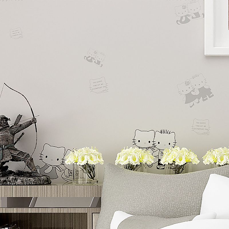 Non-Woven Wallpaper Kitten Animal Smooth Surface Wall Covering for Children's Bedroom