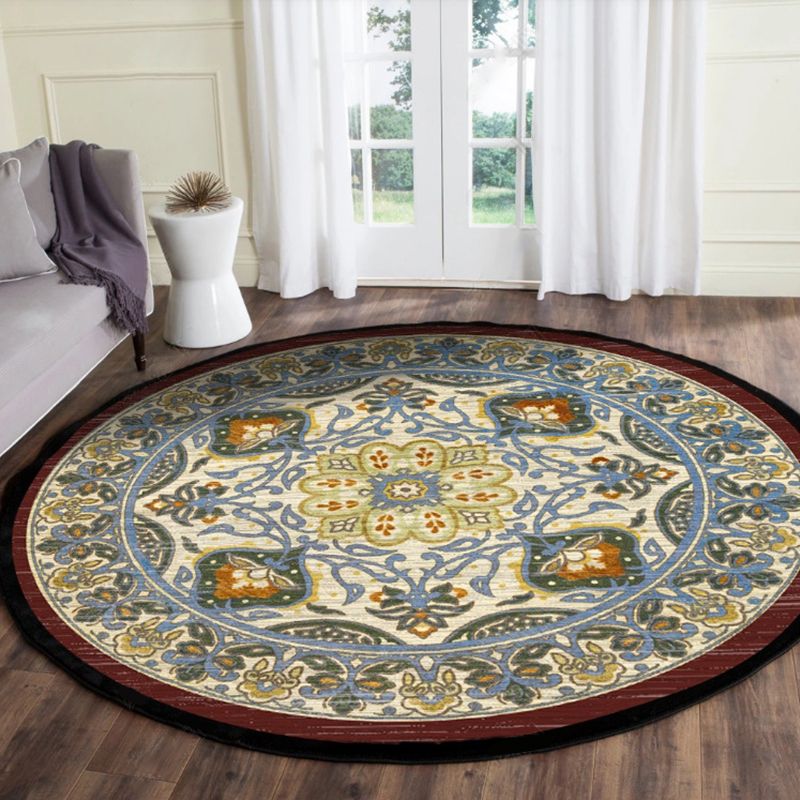 Multi-Color Living Room Rug Oriental Tribal Patterned Rug Synthetics Pet Friendly Easy Care Carpet