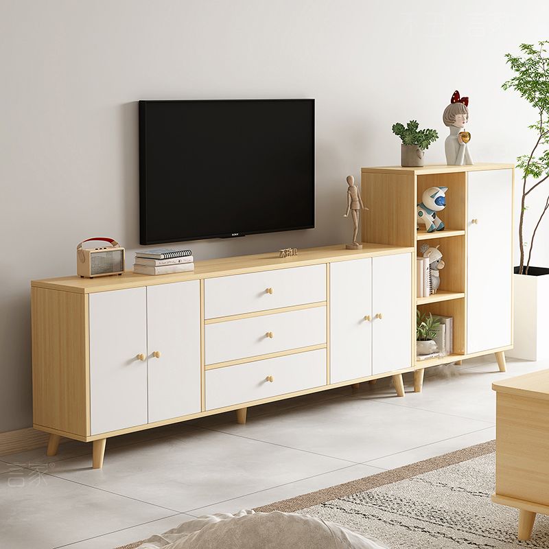 Scandinavian Style Wood TV Stand 2-Door TV Console with Storage