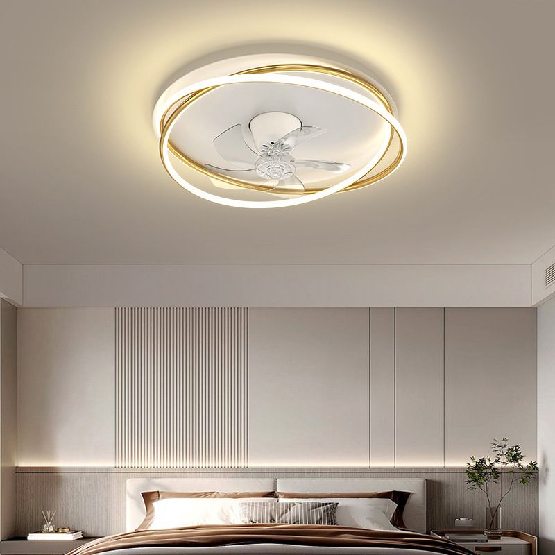 Single Modern Ceiling Fan Lamp Unique White/Black/Golden Acrylic Ceiling Fan Light