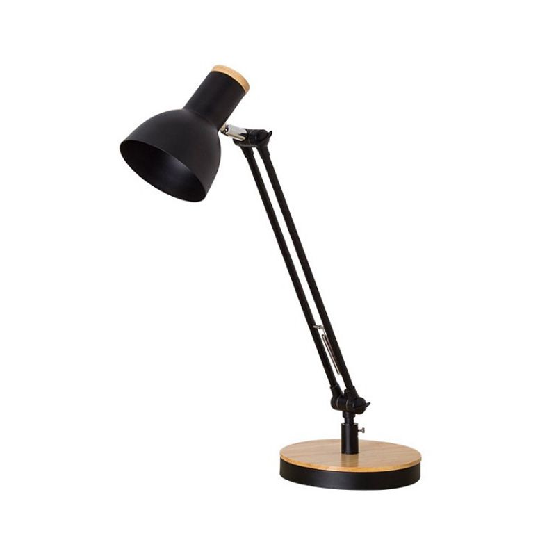 Domed Metal Desk Light Modernist 1 Bulb Black/White Night Table Lamp with Rotating Node