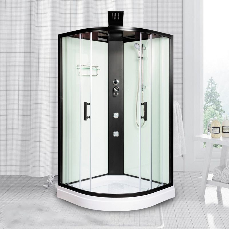 Double Sliding Shower Stall Semi-Frameless 82.5" H Shower Stall in White