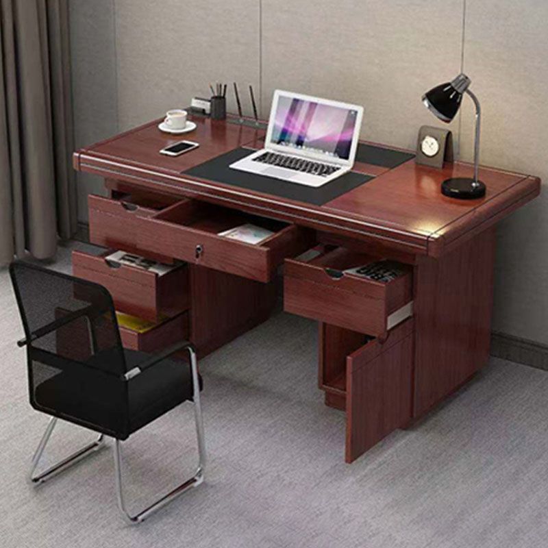 Rectangular Shaped Office Writing Desk Wood in Brown for Office