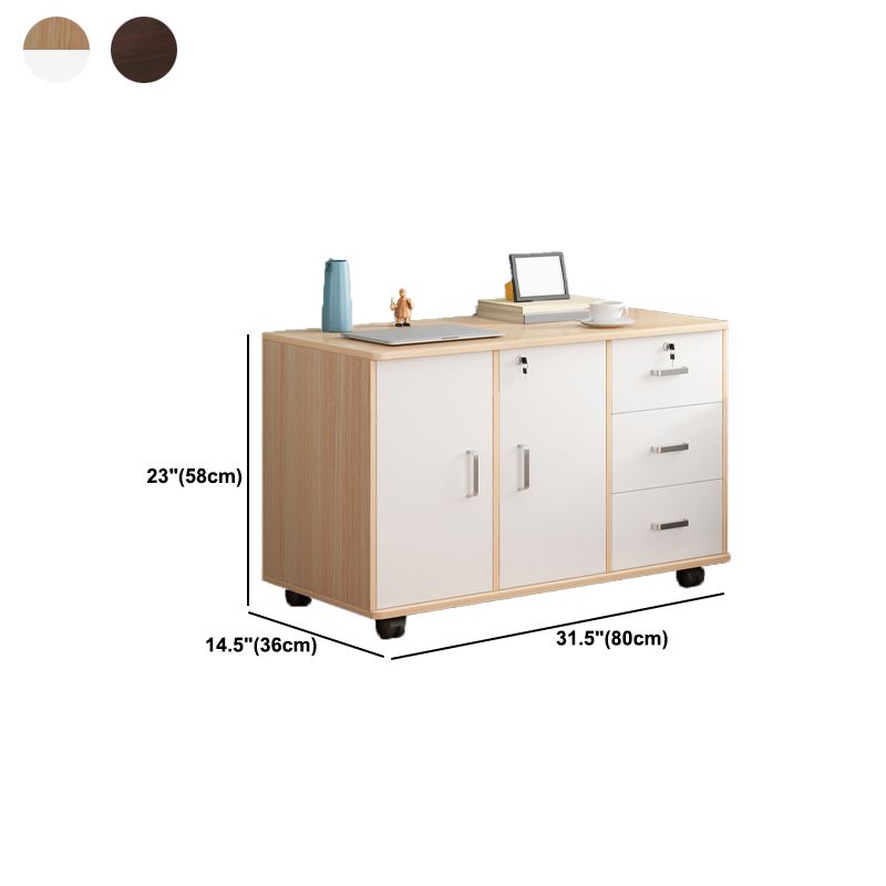 Modern Imitation Wood Bed Cabinet Drawer Lock Included Nightstand with Wheel