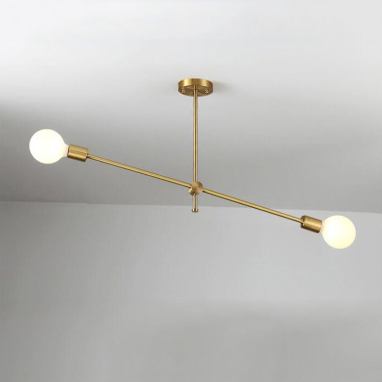 Adjustable Multi Light Starburst Pendant Light Industrial Style Metal Chandelier Lamp in Brass