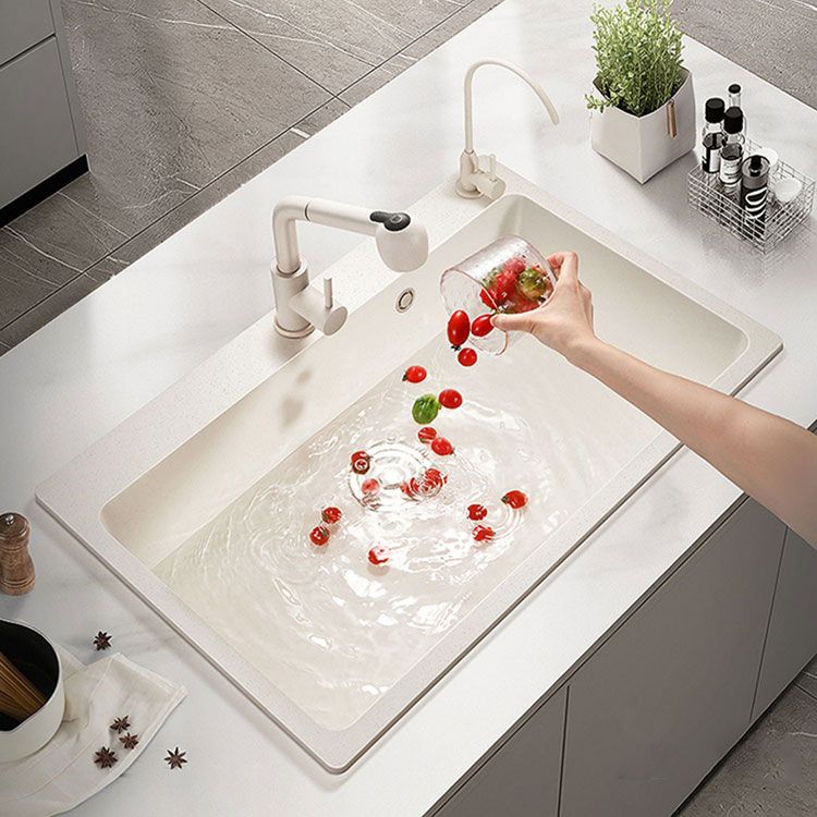 Modern Single Bowl Sink Solid Color Kitchen Sink with Overflow Hole