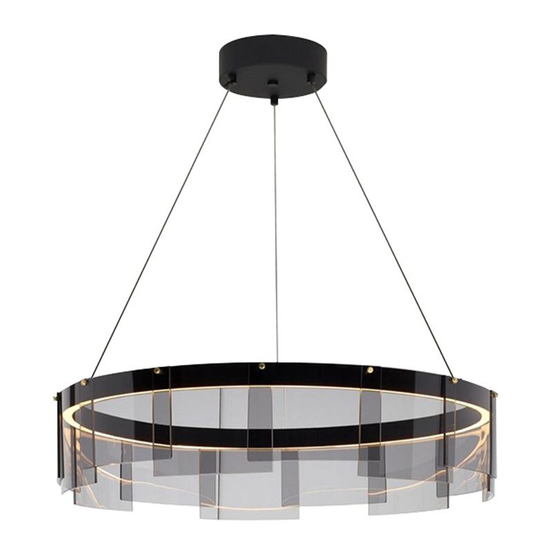 Modern Style Round Shade Hanging Light Glass Metal Pendant Light for Living Room