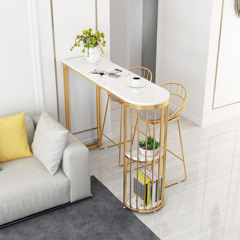 Contemporary Bistro Bar Desk Storage Living Room Gold Bistro Bar Table