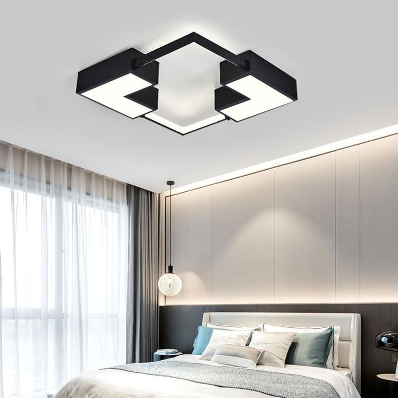 Metal Square LED Ceiling Fixture in Modern Style Acrylic Flush Mount for Bedroom