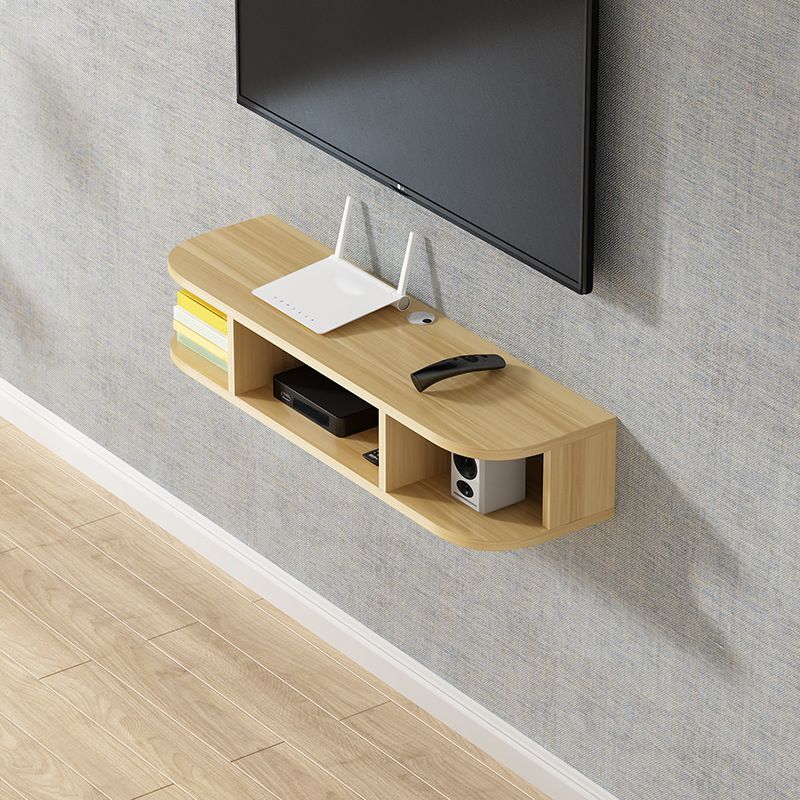 Modern Wood TV Stand Wall-mounted TV Console with 4 Shelving Space