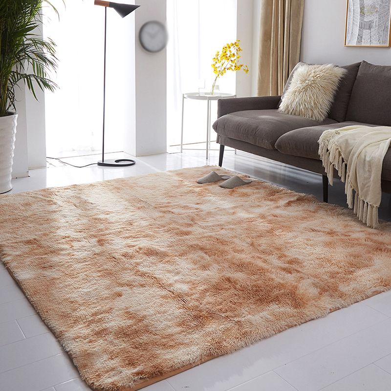 Contemporary Living Room Rug Plain Shag Area Carpet Polyester Stain Resistant Indoor Rug