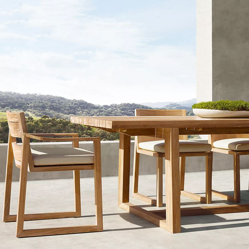 Solid Wood Dining Table with Water Resistant Contemporary Patio Table