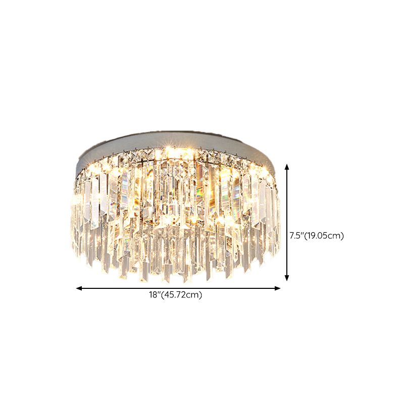 Round LED Flush Mount Light Fixture Crystal Minimalist Ceiling Flush