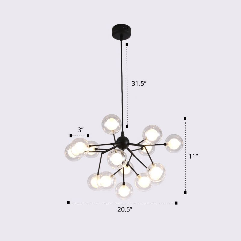 Double Glass Bubbles Chandelier Postmodern Style Firefly Pendant Lamp for Restaurant