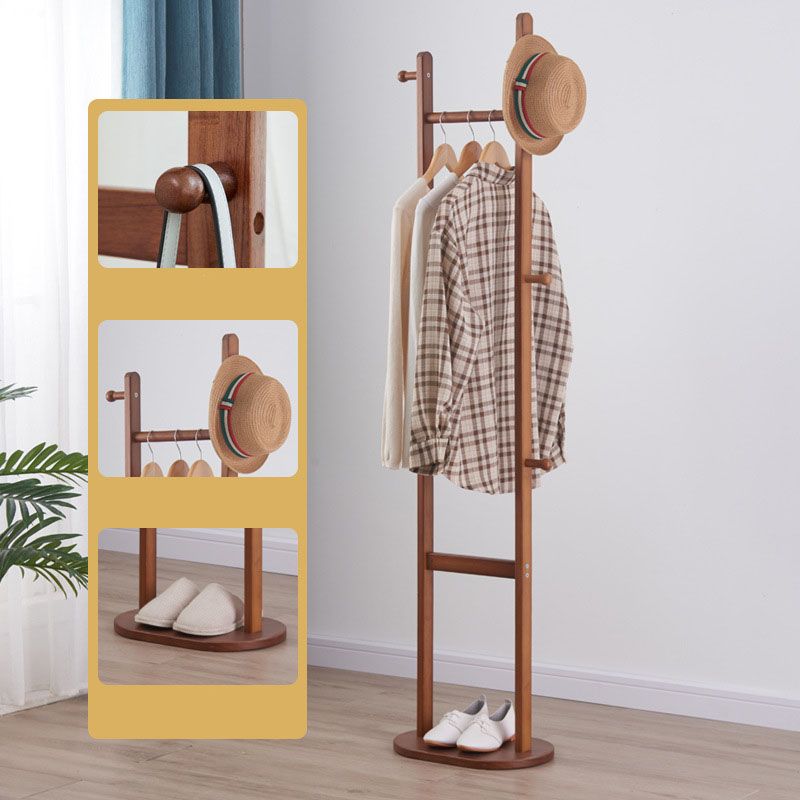 Solid Wood Modern Coat Rack Hooks and Hanging Rail Hallway Coat Hanger