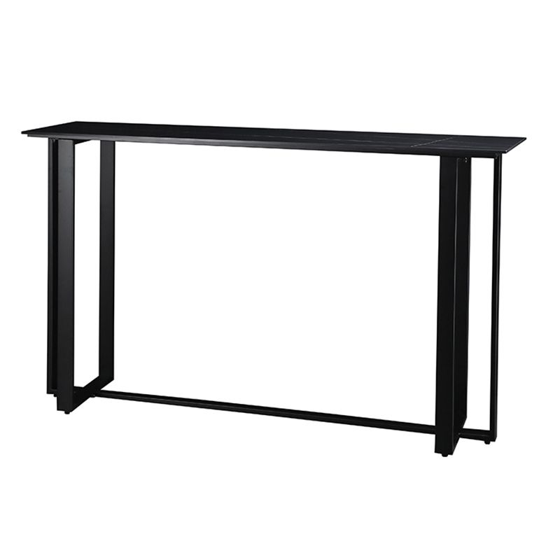 Industrial Bistro Bar Desk Indoor Stone and Metal Rectangle Bistro Bar Table