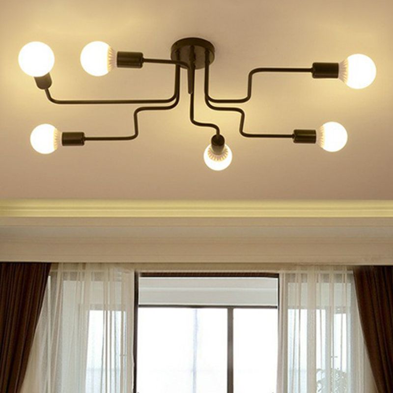 Maze Semi Flush Ceiling Light Industrial Metallic Flush Mount Lighting for Living Room