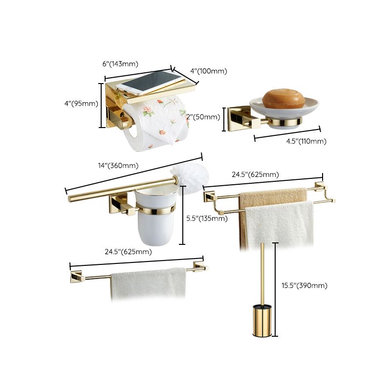 Polished Brass Classic Bathroom Accessory with Bath Shelf/Towel Bar & Paper Holder