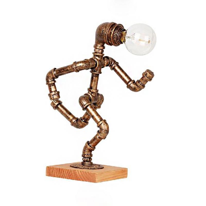 1 Light Table Lighting with Robot Athlete Design Metal Steampunk Style Bedroom Table Lamp in Bronze