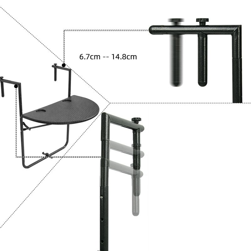 Metal Garden Table Industrial Style Casual Folding Balcony Table