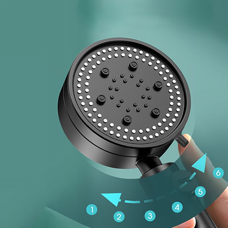 Modern 6 Setting Shower Head Adjustable Spray Pattern Matte Black Round Shower Head